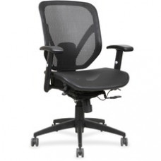 Lorell Mesh Seat/Back Mid-back Chair - Black Seat - Black Back - Plastic Frame - 5-star Base - Black - 20.50