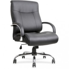 Lorell Leather Deluxe Big/Tall Chair - Bonded Leather Black Seat - Bonded Leather Black Back - 5-star Base - Black - 22.9