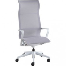 Lorell Executive Gray Mesh High-back Chair - Nylon, Mesh Back - Plastic Frame - High Back - 5-star Base - Gray - 1 Each