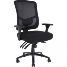 Lorell Big & Tall Mesh Back Chair - Fabric Seat - Black - Armrest - 1 Each