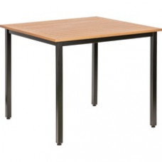Lorell Teak Outdoor Table - Teak Square Top - Black Four Leg Base - 4 Legs - 36.60
