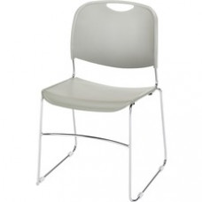 Lorell Lumbar Support Stacking Chair - Polymer Gray Seat - Polymer Gray Back - Metal Chrome Frame - Gray - 19