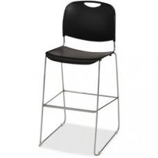 Lorell Bistro Stack Chair - Black Plastic Seat - Black Plastic Back - Chrome Steel Frame - 1 Each
