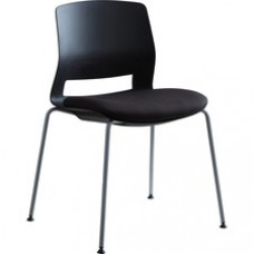 Lorell Arctic Series Stack Chairs - Black Foam, Fabric Seat - Black Back - Four-legged Base - 2 / Carton