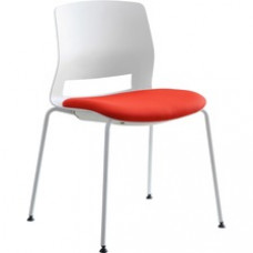 Lorell Arctic Series Stack Chairs - Red Foam, Fabric Seat - White Back - Four-legged Base - 2 / Carton