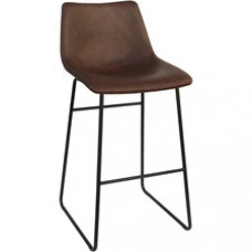 Lorell Mid-century Modern Sled Guest Stool - Tan Bonded Leather Seat - Mid Back - Sled Base - Tan - Bonded Leather - 2 / Carton