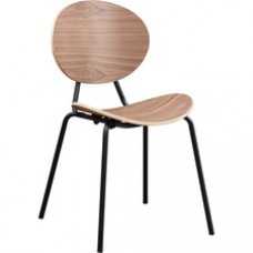 Lorell Bentwood Cafe Chairs - Plywood Seat - Plywood Back - Metal, Powder Coated Steel Frame - Walnut - 2 / Carton