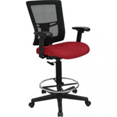 Lorell Breathable Mesh Drafting Stool - Real Red Seat - 5-star Base - Real Red - 27