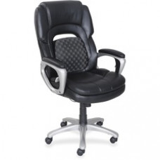 Lorell Wellness by Design Accucel Executive Chair - Ethylene Vinyl Acetate (EVA) Back - Black - Bonded Leather - 26.8