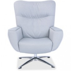 Lorell Argyle Lounge Chair - Gray Fabric Seat - Gray Fabric Back - High Back - Pedestal Base - Armrest - 1 Each
