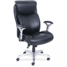 Lorell Big & Tall Chair with Flexible Air Technology - Black Bonded Leather Seat - Black Bonded Leather Back - 5-star Base - Armrest - 1 Each