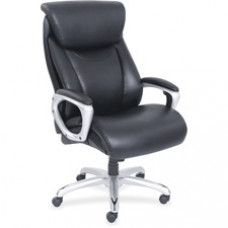 Lorell Big & Tall Chair with Flexible Air Technology - Black Bonded Leather Seat - Black Bonded Leather Back - 5-star Base - Armrest - 1 Each
