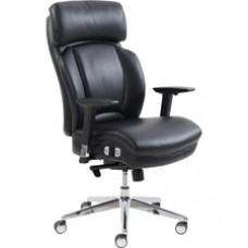 Lorell Lumbar Support High-Back Chair - Black Bonded Leather Seat - Black Bonded Leather Back - High Back - 5-star Base - 1 Each