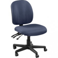 Lorell Mid-back Armless Task Chair - Vinyl Seat - Fabric Back - 5-star Base - Blue, Ocean - 20