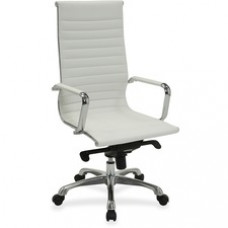 Lorell Modern Executive Chair - Bonded Leather Seat - Bonded Leather Back - White - Leather - 20