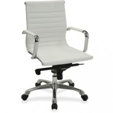Lorell Modern Management Chair - Bonded Leather Seat - Bonded Leather Back - 5-star Base - White - 20