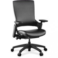 Lorell Serenity Series Executive Multifunction High-back Chair - Leather Seat - Black - Leather - 25.3