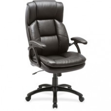 Lorell Black Base High-back Leather Chair - Bonded Leather Seat - Bonded Leather Back - 5-star Base - Black - 27
