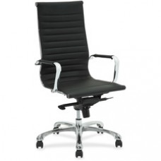Lorell Modern Chair Series High-back Leather Chair - Leather Seat - Leather Back - 5-star Base - Black - 20