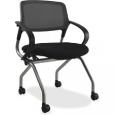 Lorell Mesh Back Training Chair - Plywood, Foam, Fabric Seat - Mesh Fabric Back - Plastic, Metal Frame - Black - 18.50