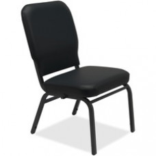 Lorell Vinyl Back/Seat Oversized Stack Chairs - Vinyl Black Seat - Vinyl Black Back - Steel Frame - Four-legged Base - 21