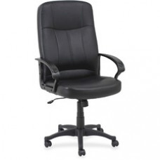 Lorell Chadwick Executive Leather High-Back Chair - Leather Black Seat - Black Frame - 5-star Base - Black