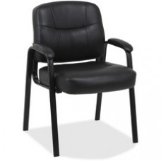 Lorell Chadwick Executive Leather Guest Chair - Leather Black Seat - Steel Black Frame - Black - Steel, Leather - 26