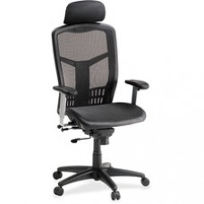 Lorell ErgoMesh Series High-Back Mesh Chair - Mesh Black Seat - Mesh Back - Plastic, Steel Frame - Black - 28.5