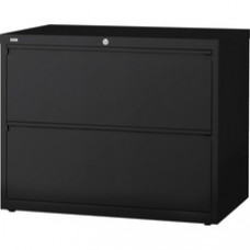 Lorell Lateral Files - 42" x 18.6" x 28.1" - 2 x Drawer(s) for File - Letter, Legal, A4 - Lateral - Interlocking, Leveling Glide, Ball-bearing Suspension, Label Holder - Black - Recycled