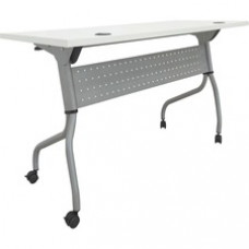 Lorell White Laminate Flip Top Training Table - White Rectangle Top - Silver Folding Base - 4 Legs - 23.60