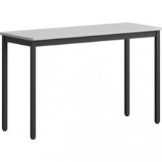 Lorell Utility Table - Gray Rectangle, Laminated Top - Powder Coated Black Base x 47.25