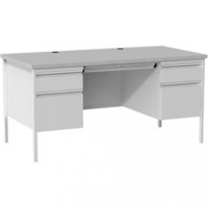 Lorell Grey Double Pedestal Steel/Laminate Desk - 2 Pedestals - 30