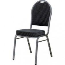 Lorell Upholstered Textured Fabric Stacking Chair - Fabric Gray Seat - Fabric Gray Back - Steel Frame - Four-legged Base - 15.90