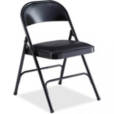 Lorell Padded Seat Folding Chairs - 4/CT - Vinyl Seat - Steel Powder Coated Frame - 19.4