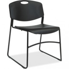 Lorell Heavy-duty Bistro Stack Chairs - Plastic Seat - Plastic Back - Steel Frame - Black