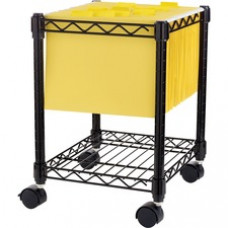 Lorell Compact Mobile Wire Filing Cart - 4 Casters - 15.5