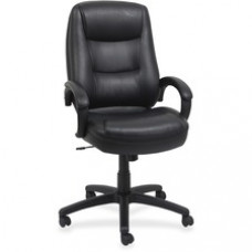 Lorell Westlake High Back Executive Chair - Leather Black Seat - Polyurethane Black Frame - Black - 26.5
