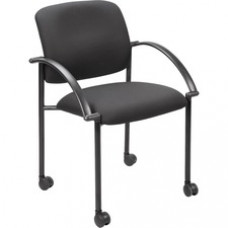 Lorell Guest Chair with Arms - Black Seat - Steel Black Frame - Four-legged Base - Black - 17.50