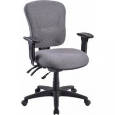 Lorell Accord Mid-Back Task Chair - Polyester Gray Seat - Black Frame