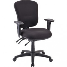 Lorell Accord Mid-Back Task Chair - Polyester Black Seat - Black Frame - 26.8