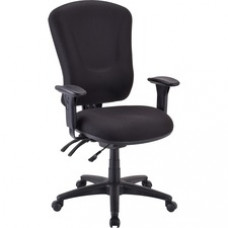 Lorell Accord Fabric Swivel Task Chair - Polyester Black Seat - Black Frame - 26.8