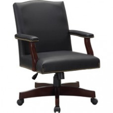 Lorell Traditional Executive Bonded Leather Chair - Bonded Leather Black Seat - Bonded Leather Black Back - 5-star Base - 27.3