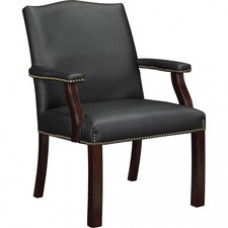 Lorell Bonded Leather Guest Chair - Bonded Leather Black Seat - Bonded Leather Black Back - Four-legged Base - Black - 25