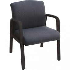Lorell Gray Flannel Fabric Guest Chair - Gray, Black Fabric Seat - Wood Frame - Mid Back - Four-legged Base - Gray, Black - Armrest - 1 Each