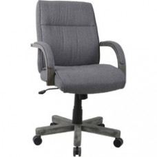 Lorell Gray Fabric High-Back Executive Chair - Gray Fabric, Wood Seat - Gray Fabric, Wood Back - High Back - 5-star Base - Armrest - 1 Each