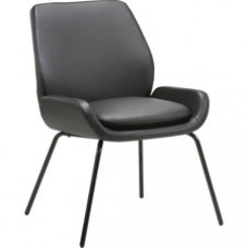 Lorell Bonded Leather U-Shaped Seat Guest Chair - Bonded Leather Seat - Bonded Leather Back - Black - 1 Each