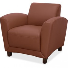 Lorell Club Chair - Four-legged Base - Tan - Bonded Leather - 34.5