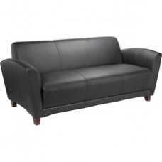 Lorell Reception Collection Black Leather Sofa - 75