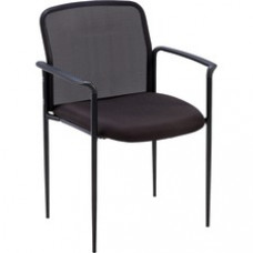 Lorell Reception Side Guest Chair - Black Seat - Mesh Back - Steel Frame - Four-legged Base - 23.8