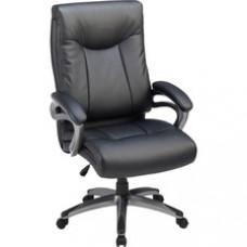 Lorell High Back Executive Chair - Leather Black Seat - 5-star Base - 27